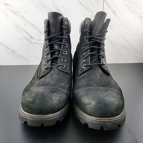 Timberland Premium 6 Inch Black Leather Boots - Picture 2 of 8